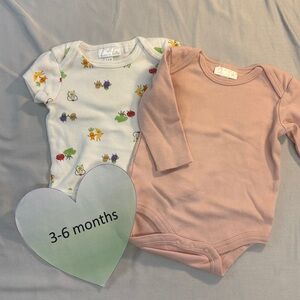 Tres Beau & Belle - 3-6M Adorable Kids One Pieces Set - White and Pink